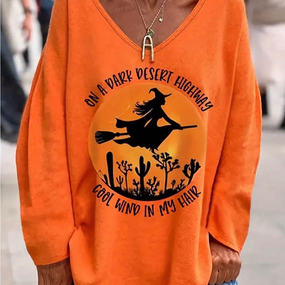 New. Orange Halloween knit top. Size XXL